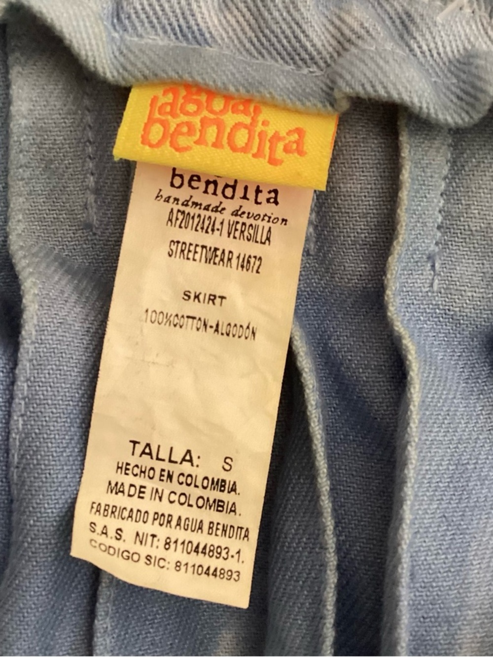 Agua Bendita Blue, White & Brown Dip-Dye Pleated Mini Skirt SZ XS - Picture 4 of 4